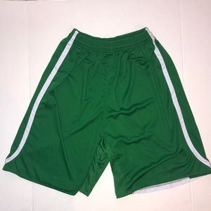 NWOT green & white youth active soccer shorts